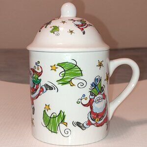 Santa Christmas Mug with Lid Tea Coffee Chocolate Candy MSI Vintage Ceramic